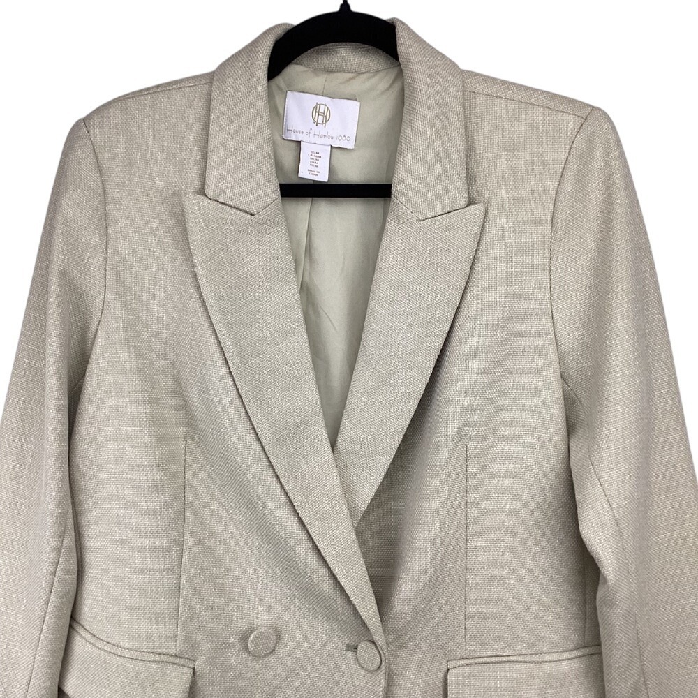 House of‎ Harlow 1960 Blazer Size Medium Beige Double Breasted Business Casual - Picture 2 of 8
